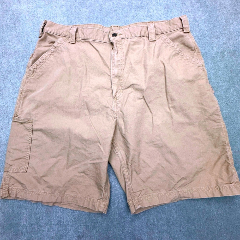 Carhartt Mens Tan Canvas Carpenter Shorts Utility Workwear Duck Size 40